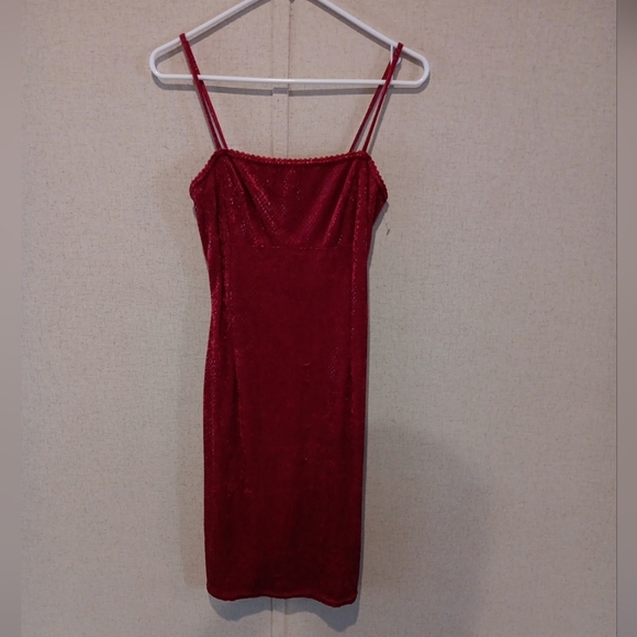 Cloud 8 Vintage 90s elegant red body-hugging dresses size M - Picture 1 of 4